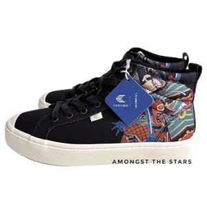 Cariuma MFA Boston Hokusai OCA Japanese High Warrior Black High Top Sneakers